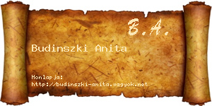 Budinszki Anita névjegykártya